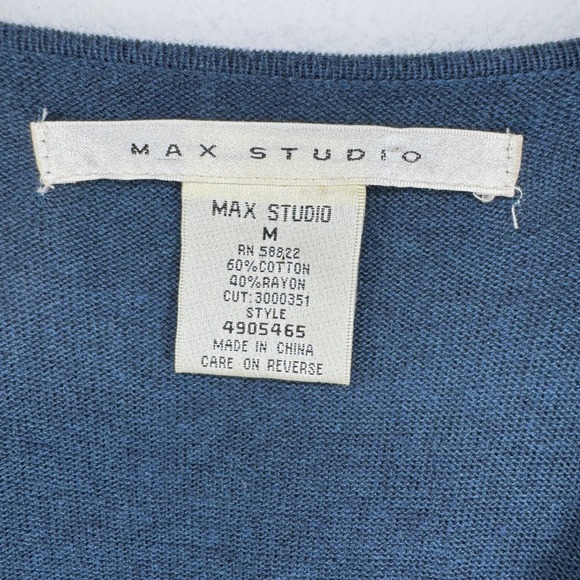 Max Studio Womens Babydoll Milkmaid Midi Dress M Blue Boho Y2K Drawstring Vtg - Picture 3 of 6